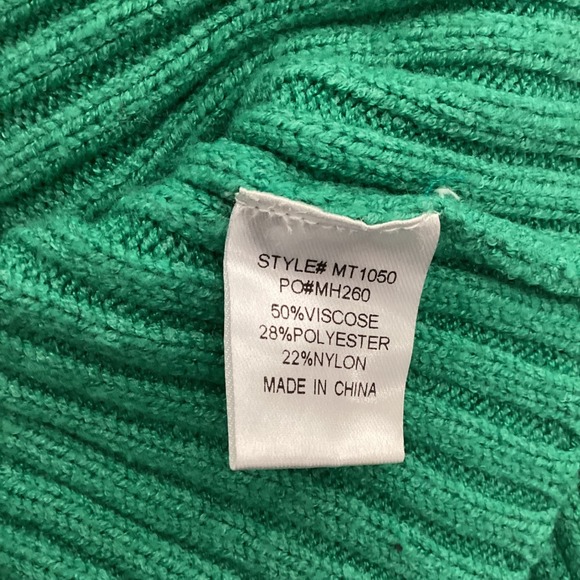 Mimosa Green Ribbed Turtleneck Cropped Sweater Size S - Picture 6 of 7